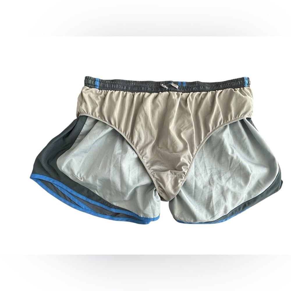 NIKE TEMPO DRI-FIT WOMEN'S GRAY & BLUE RUNNING LOGO SHORTS WITH LINER SZ XL - Picture 4 of 5